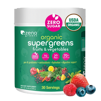 Zena Nutrition Organic Supergreens Tub-1  30 Servings