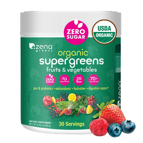 Zena Nutrition Organic Supergreens Tub-1  30 Servings