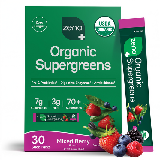 Zena Nutrition Organic Supergreens Stickpack-1  30ct