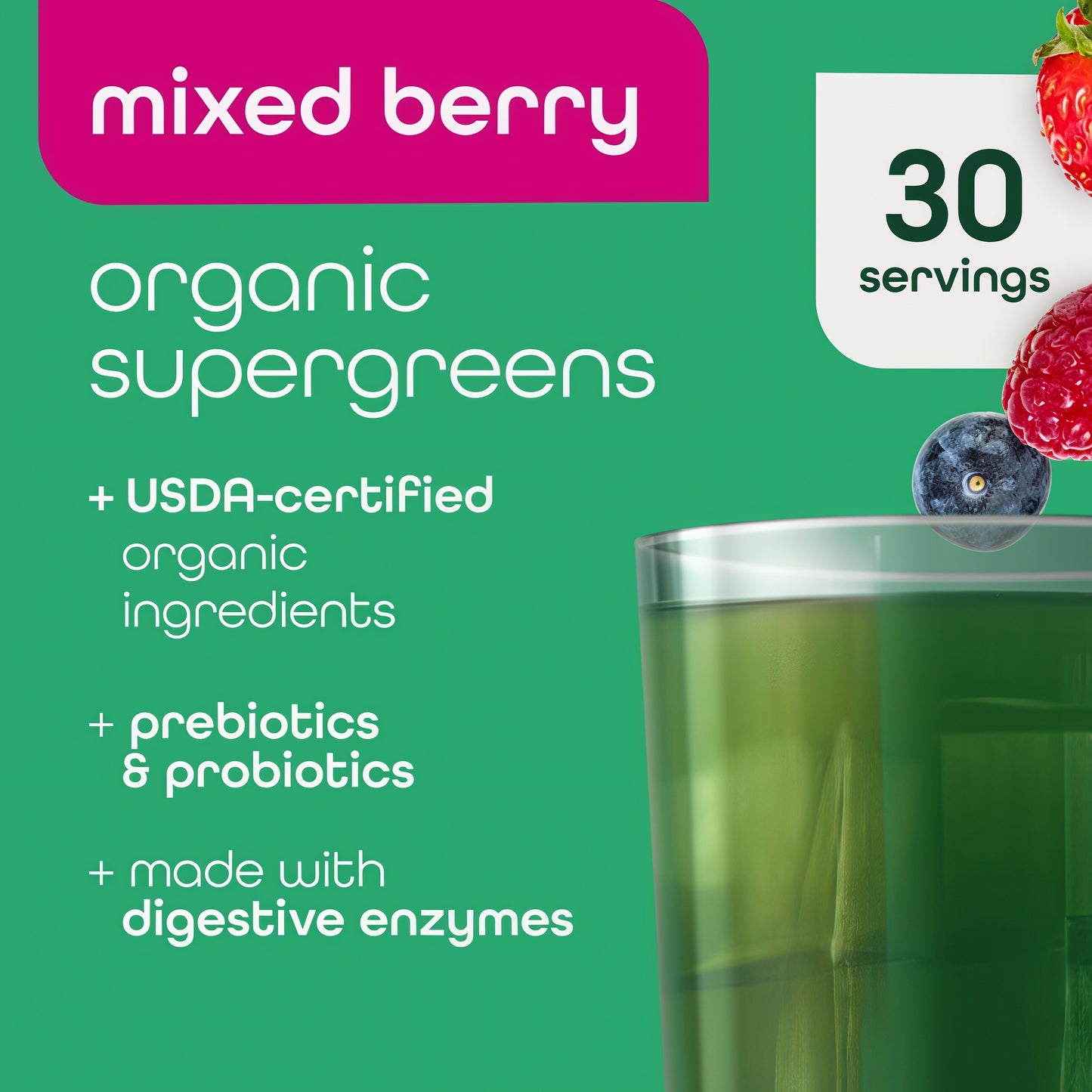 Zena Nutrition Organic Supergreens Tub-1  30 Servings